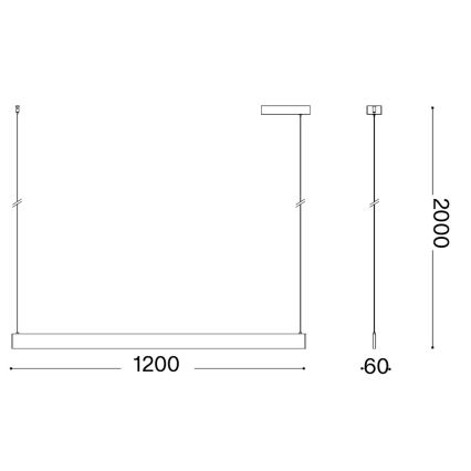 Ideal Lux - Pendul LED suspendat pe cablu DESK WIDE LED/36W/230V CRI 90 120 cm negru