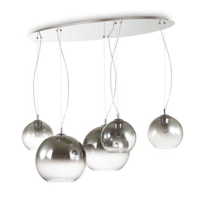 Ideal Lux - Pendul suspendat pe cablu NEMO PLUS 5xE27/42W/230V crom lucios/gri fumuriu