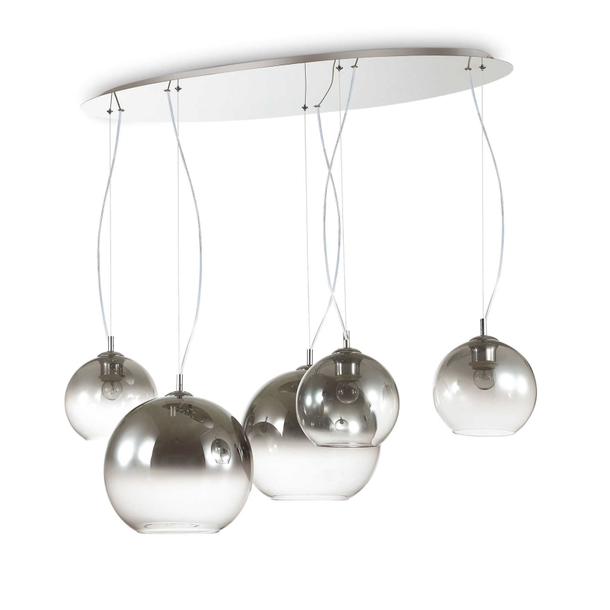 Ideal Lux - Pendul suspendat pe cablu NEMO PLUS 5xE27/42W/230V crom lucios/gri fumuriu