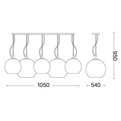 Ideal Lux - Pendul suspendat pe cablu NEMO PLUS 5xE27/42W/230V crom lucios/gri fumuriu