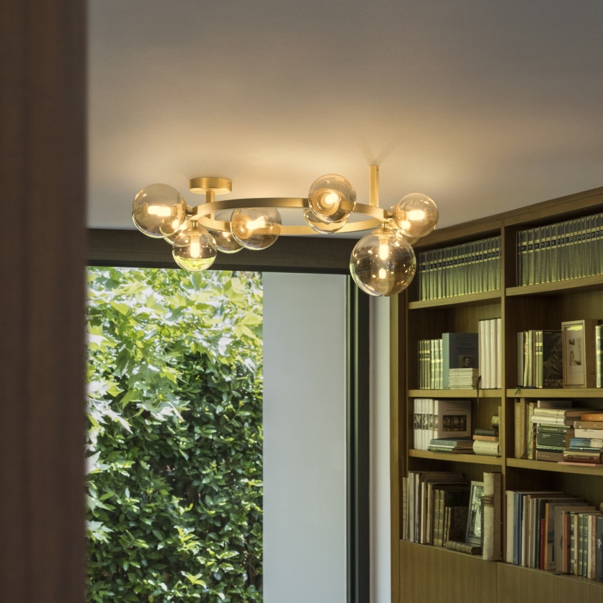 Ideal Lux - Lustră LED aplicată PERLAGE 10x G9/3W/230V, Ø 70 cm, auriu/bej fumuriu