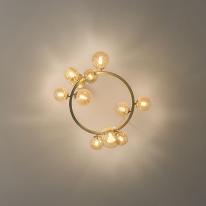 Ideal Lux - Lustră LED aplicată PERLAGE 10x G9/3W/230V, Ø 70 cm, auriu/bej fumuriu
