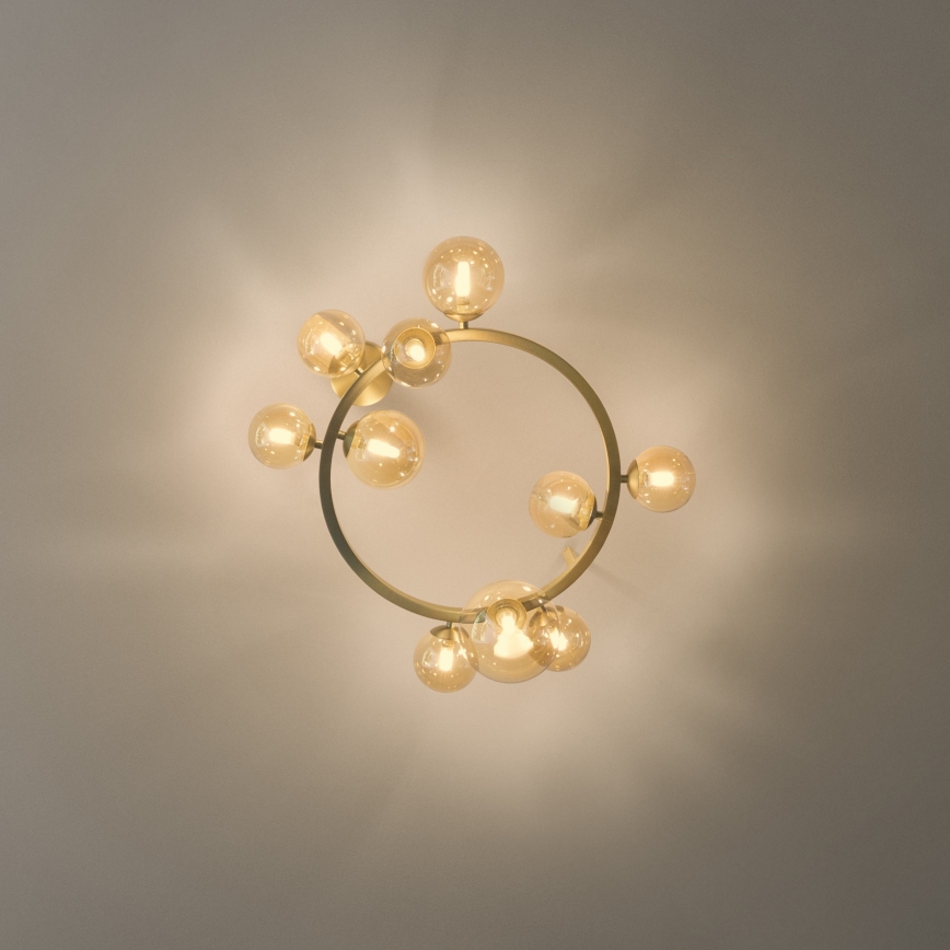 Ideal Lux - Lustră LED aplicată PERLAGE 10x G9/3W/230V, Ø 70 cm, auriu/bej fumuriu