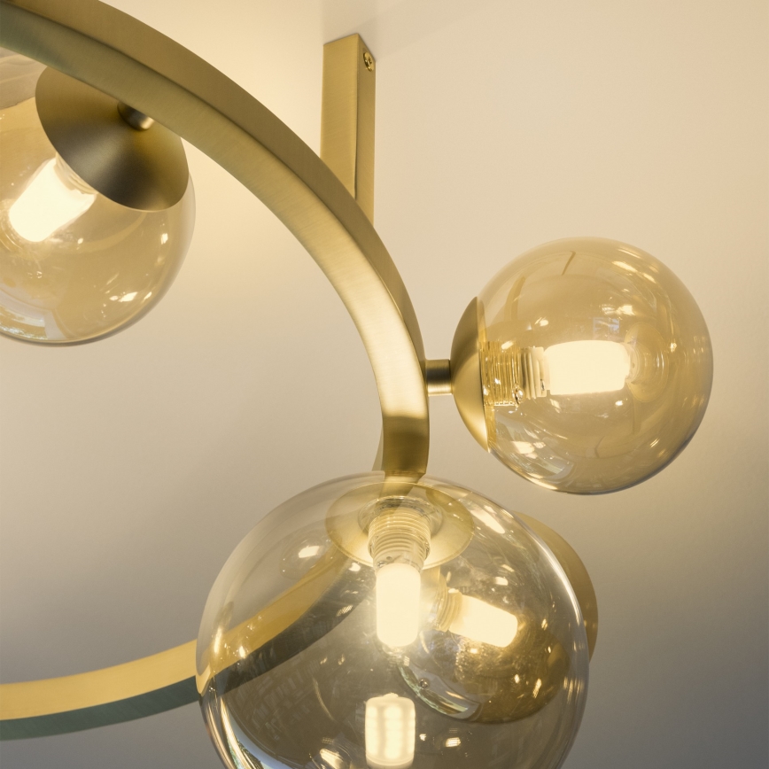 Ideal Lux - Lustră LED aplicată PERLAGE 10x G9/3W/230V, Ø 70 cm, auriu/bej fumuriu