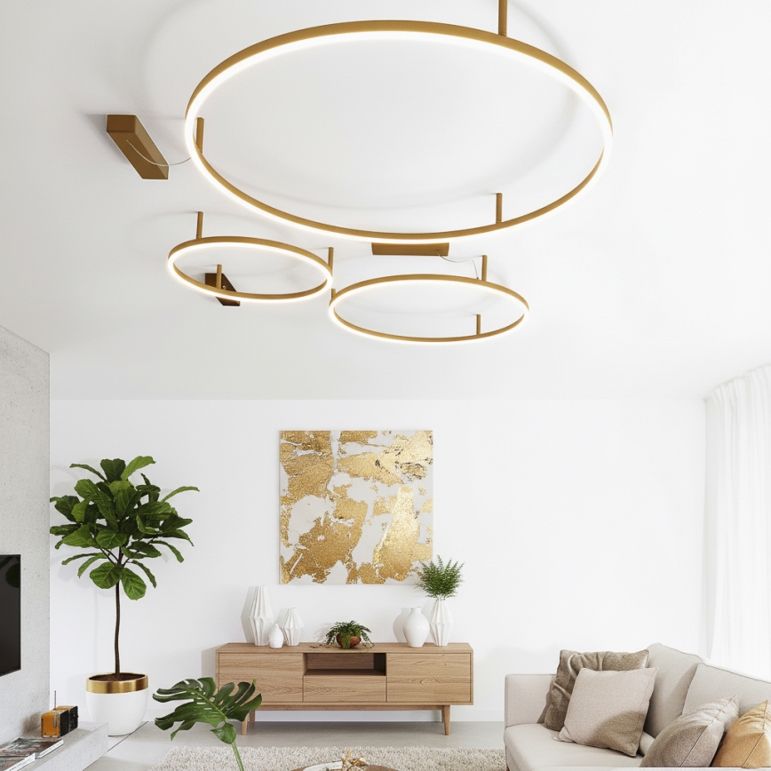 Ideal Lux - Plafonieră LED ORACLE SLIM, 37 W, 230 V, 3000 K, CRI 90, Ø 70 cm, finisaj auriu