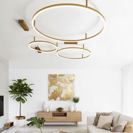 Ideal Lux - Plafonieră LED ORACLE SLIM, 53 W, 230 V, 3000 K, CRI 90, diam. 90 cm, aurie