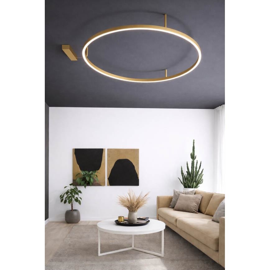 Ideal Lux - Plafonieră LED ORACLE SLIM, 81 W, 230 V, 3000 K, CRI 90, Ø 150 cm, auriu