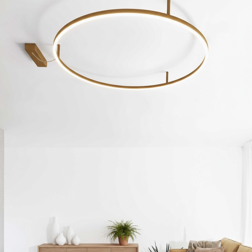 Ideal Lux - Plafonieră LED ORACLE SLIM, 37 W, 230 V, 3000 K, CRI 90, Ø 70 cm, auriu