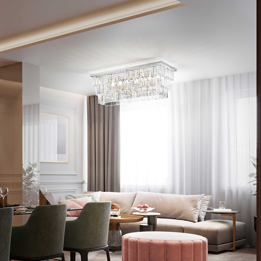 Ideal Lux - Plafonieră MARTINEZ 8xE14/40W/230V crom lucios