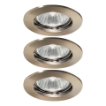 Ideal Lux - Set 3x spoturi încastrate JAZZ, 1x GU10/50W/230V, Ø 7,7 cm, bronz