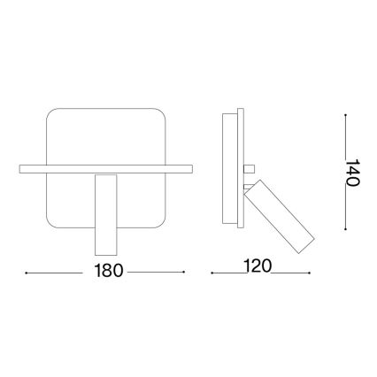 Ideal Lux - Spot LED de perete PIANO, 10W, 230V, CRI 90, USB, alb