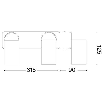Ideal Lux - Spot LED de perete RUDY, 2x GU10, 7W, 230V, CRI 90, negru