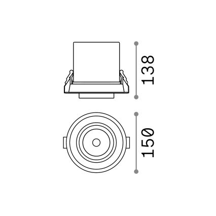 Ideal Lux - Spot LED încastrat NOVA, 30 W, 230 V, CRI 90, Ø 13,8 cm, negru