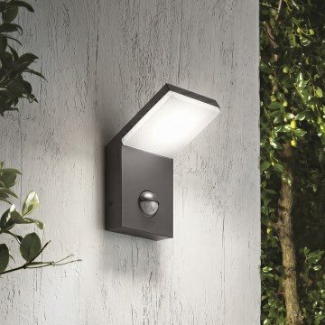Ideal Lux STYLE - Lampă LED de exterior cu senzor, 9W, 230V, 4000K, CRI 90, IP54, antracit