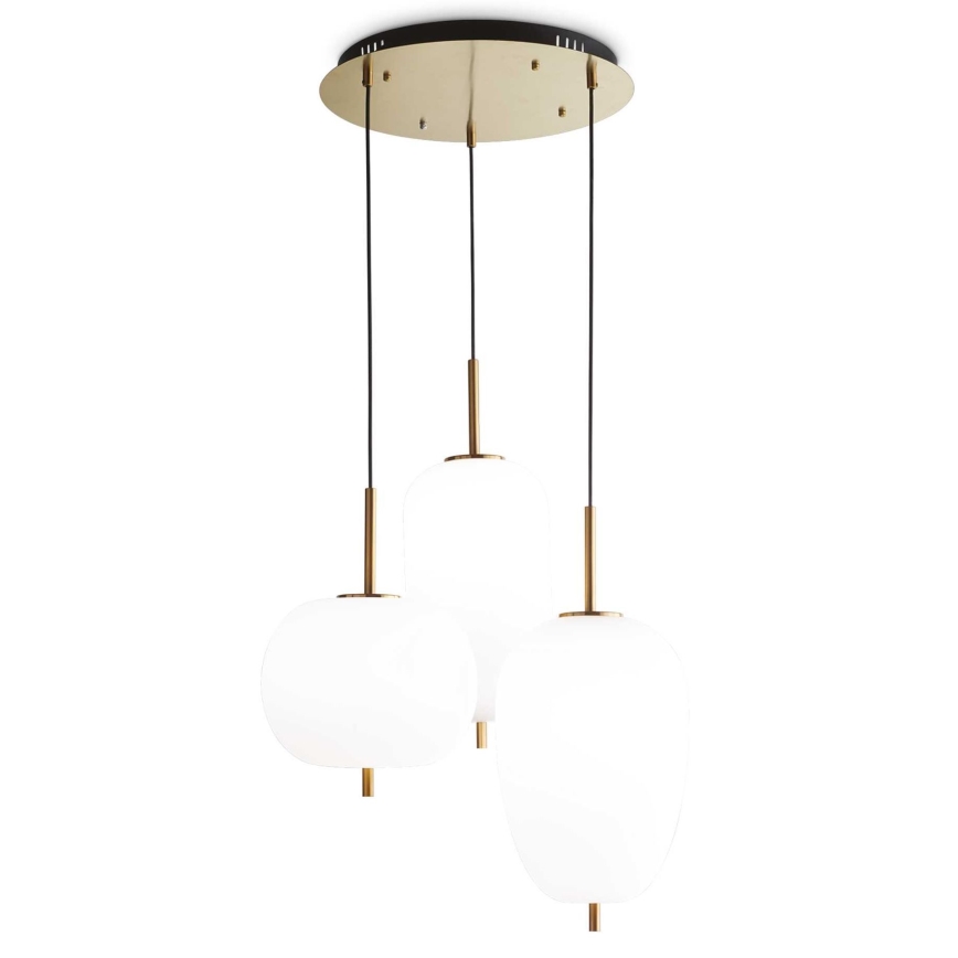 Ideal Lux - UMILE lustră LED suspendată pe cablu, 55W/230V, Ø 63 cm, CRI 90, alamă/alb