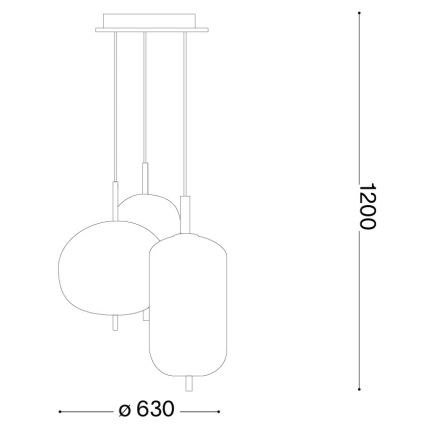 Ideal Lux - UMILE lustră LED suspendată pe cablu, 55W/230V, Ø 63 cm, CRI 90, alamă/alb