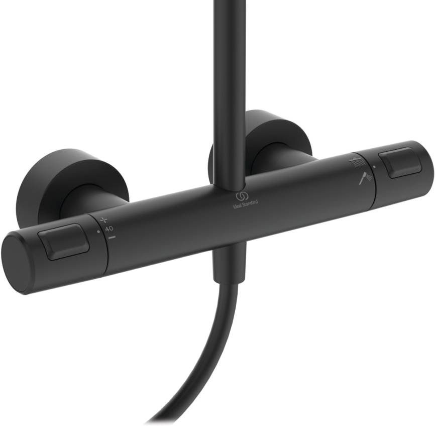 Ideal Standard A7545XG - Set de duș cu baterie termostatică CERATHERM T25, negru mat