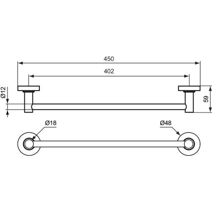Ideal Standard A9117AA - Suport de perete pentru prosoape IOM 45 cm crom lucios