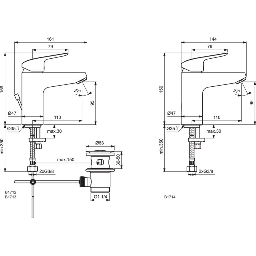 Ideal Standard B1713AA - Baterie lavoar CERAFLEX 15,9 cm, crom lucios