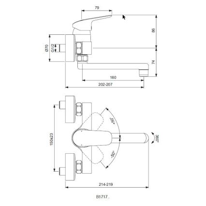 Ideal Standard B1717AA - Baterie pentru chiuvetă CERAFLEX, crom lucios