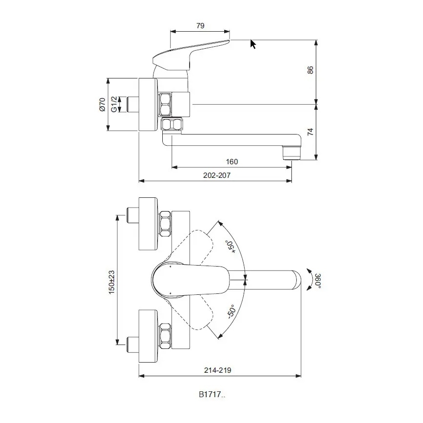 Ideal Standard B1717AA - Baterie pentru chiuvetă CERAFLEX, crom lucios