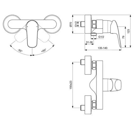 Ideal Standard B1720AA - Baterie de duș CERAFLEX, crom lucios