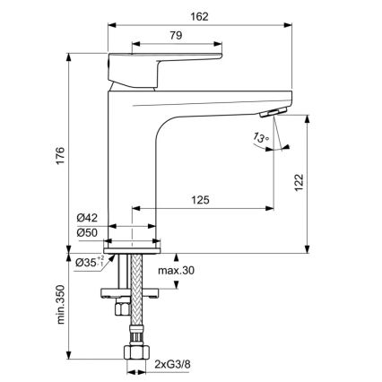 Ideal Standard BC554AA - Baterie lavoar CERAFINE Model O, 17,6 cm, crom lucios