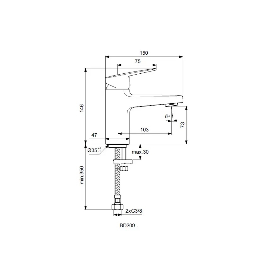 Ideal Standard BD209AA - Baterie pentru lavoar CERAPLAN, 14,6 cm, crom lucios