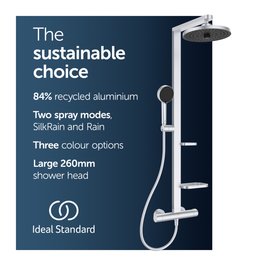 Ideal Standard BD583SI - Set de duș cu baterie termostatică CERATHERM ALU+ crom mat