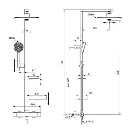 Ideal Standard BD583SI - Set de duș cu baterie termostatică CERATHERM ALU+ crom mat