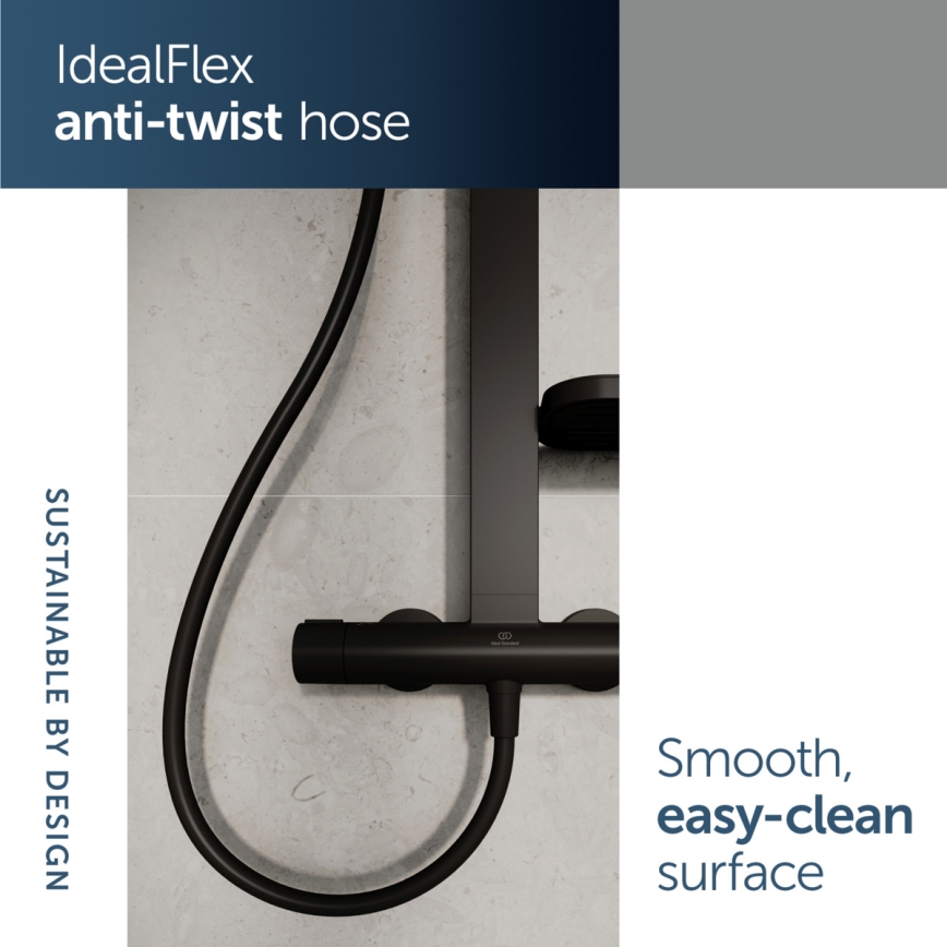 Ideal Standard BD583XG - Set de duș cu baterie CERATHERM ALU+, negru mat