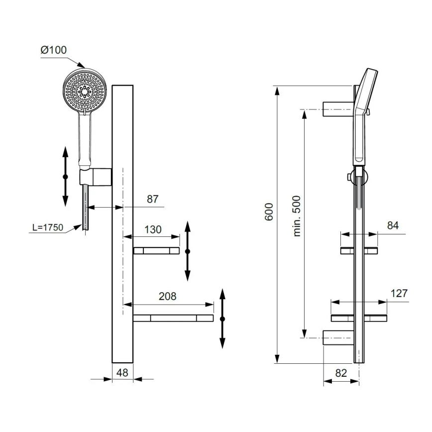 Ideal Standard BD586XG - Set de duș IDEALRAIN ALU+ negru mat