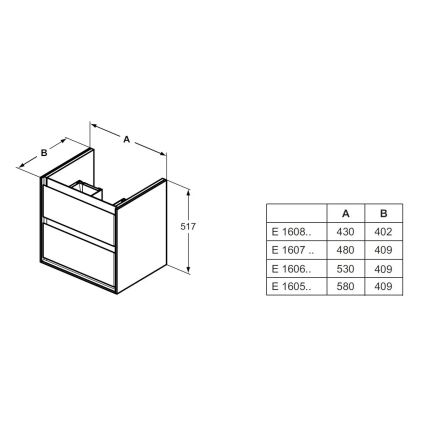 Ideal Standard CONNECT AIR E1606B2 - Corp de mobilier pentru lavoar 53 x 40,9 cm, alb