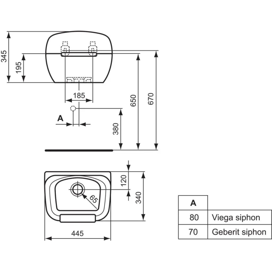 Ideal Standard R380601 - Chiuvetă de serviciu suspendată DOURO 44,5x34 cm ceramică/albă