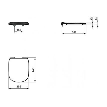 Ideal Standard T352701 - Capac WC TESI, alb, cu închidere amortizată