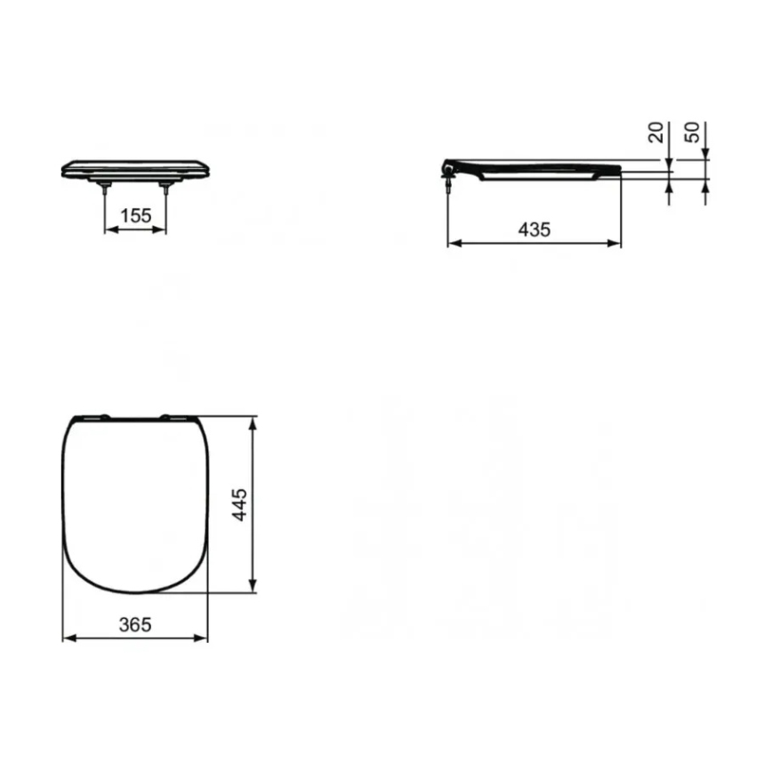Ideal Standard T352701 - Capac WC TESI, alb, cu închidere amortizată