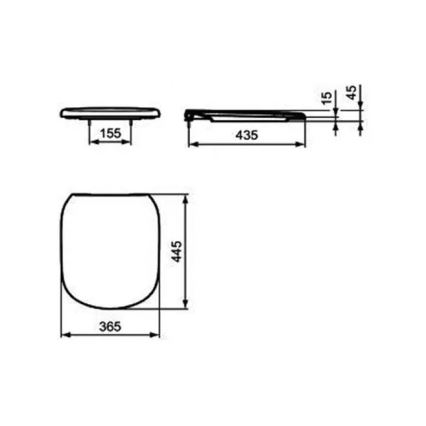 Ideal Standard T352901 - Capac WC TESI cu închidere amortizată SoftClose, alb
