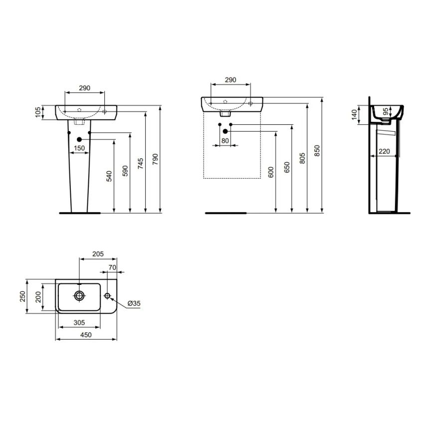 Ideal Standard T458601 - Lavoar suspendat I.LIFE S 45x25 cm ceramică/alb