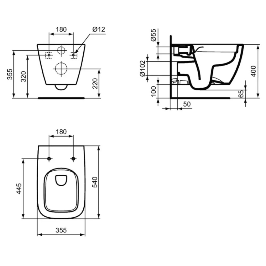Ideal Standard T461401 - Vas WC suspendat Rimless I.LIFE B, ceramică/albă