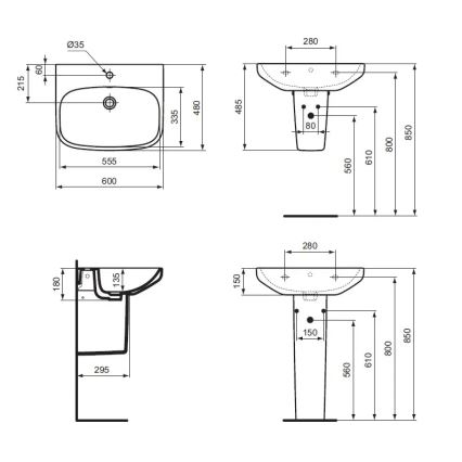 Ideal Standard T470501 - Lavoar suspendat I.LIFE A, 60x48 cm, ceramică, albă