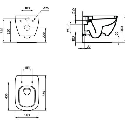 Ideal Standard TESI T007801 - vas WC suspendat, ceramică, alb