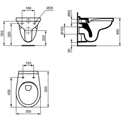 Ideal Standard W331301 - Vas WC suspendat Rimless SIMPLICITY ceramică/alb