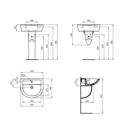Ideal Standard W332601 - Lavoar suspendat EUROVIT 55x46 cm ceramică/alb
