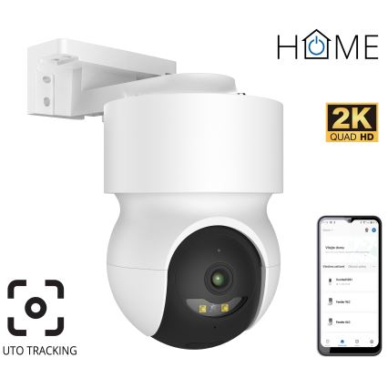 Cameră de exterior inteligentă 2K, cu senzor de mișcare, alimentare 12V, protecție IP65, Wi-Fi, compatibilă Tuya, albă