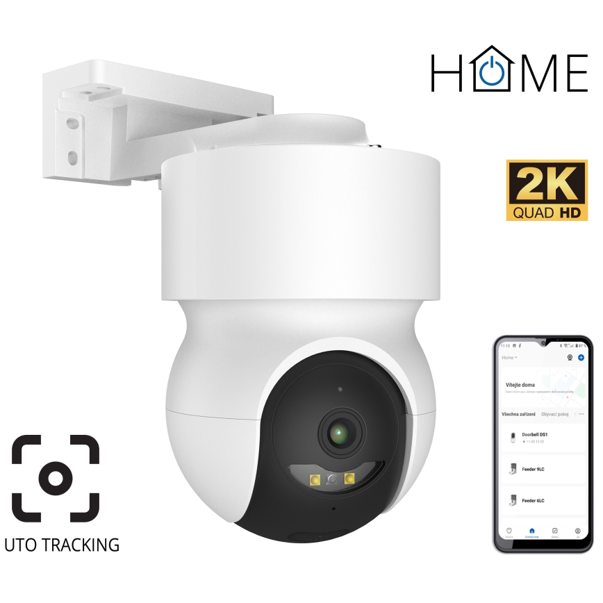 Cameră inteligentă de exterior cu senzor de mișcare 2K 12V IP65 Wi-Fi albă