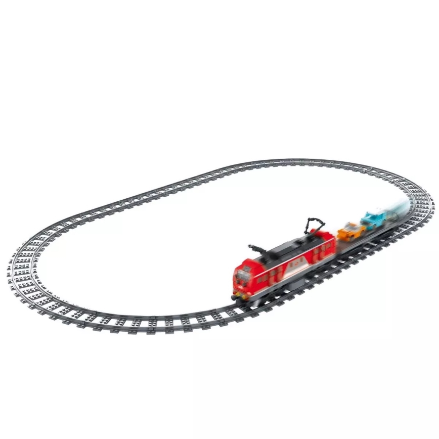 iM.Master - Set de construcție tren cu șine, 617 piese, 2xAA/400 mAh + telecomandă