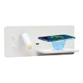 Immax 08285L - Aplica LED de perete cu poliță, port USB și încărcare wireless Be PREPARE LED/3W/230V + LED/3W albă