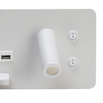 Immax 08286L - Aplica LED de perete cu poliță, port USB și încărcare wireless Be PREPARE LED/3W/230V + LED/3W albă