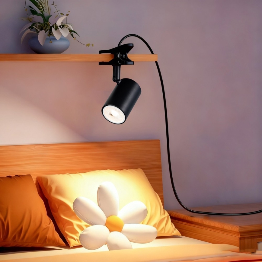 Lampă cu clemă PUNTO 1xGU10/9W/230V, neagră