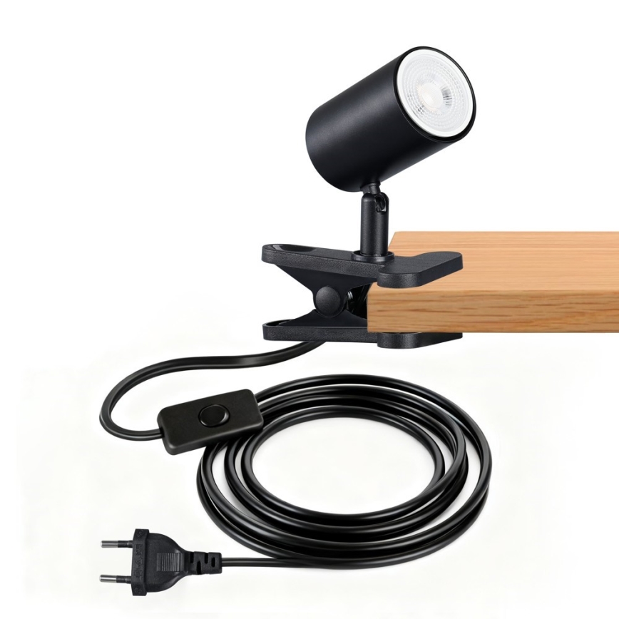 Lampă cu clemă PUNTO 1xGU10/9W/230V, neagră